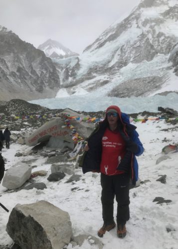 Retired Oxford vicar returns on one of the last flights from Nepal after climbing Everest for Christian Aid 